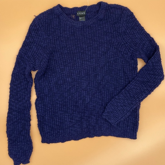 CENY Blue Crew Neck Pullover Knit Sweater - Picture 2 of 9